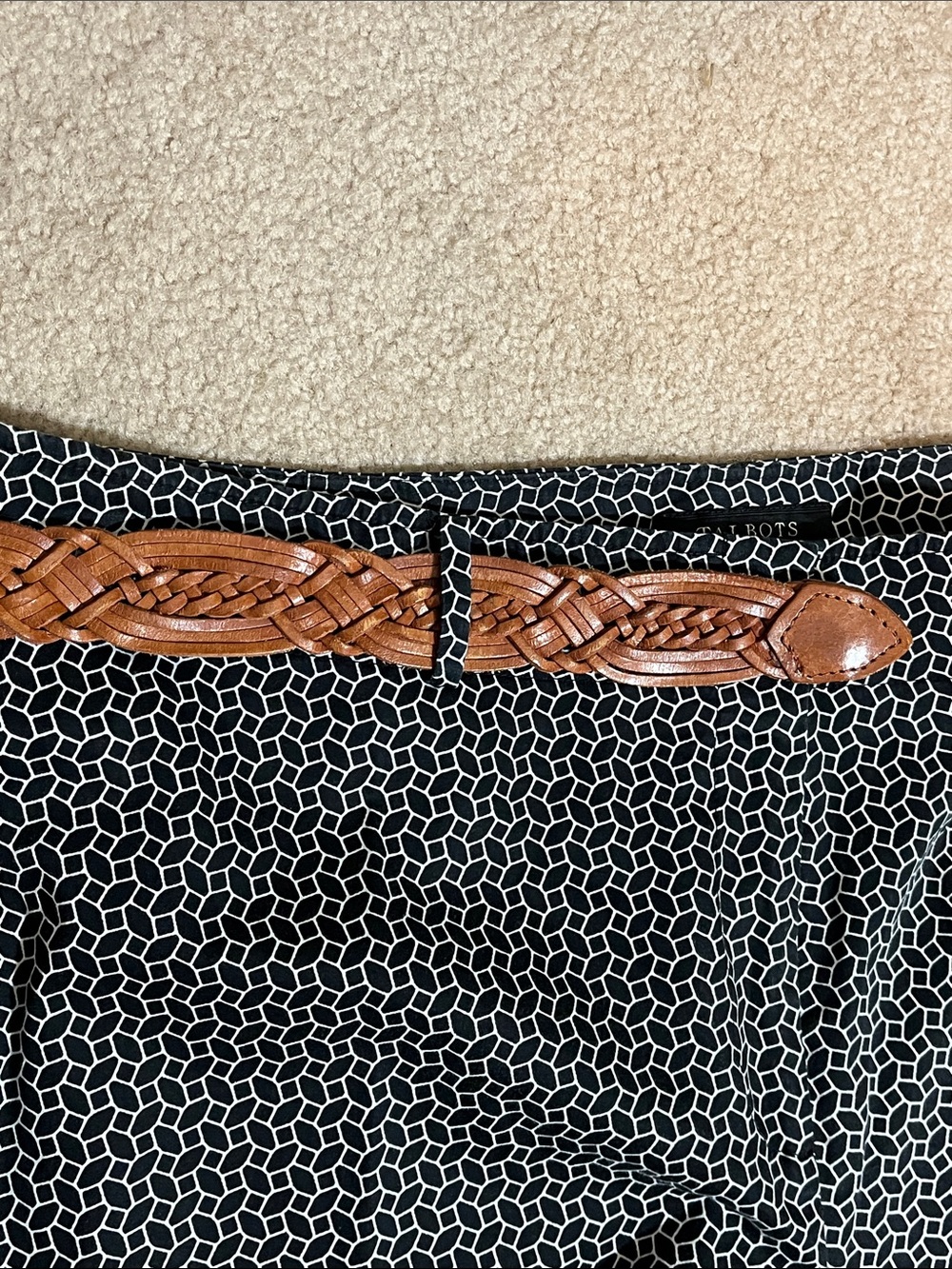 Talbots Black & White Geometric Stretch Pants Size 16 | Office to Resort Style - Picture 7 of 12